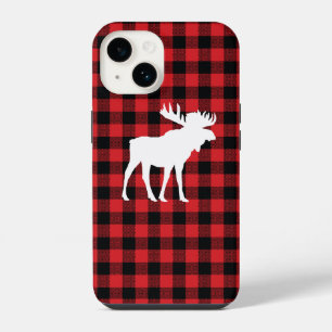 Coque Pour iPhone 14 Cabine de chalet sauvage à carreaux de bison et or