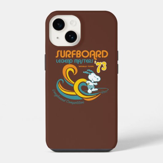 Coque Pour iPhone 14 cacahuètes | Snoopy Surboard Longboard Competition (Verso)