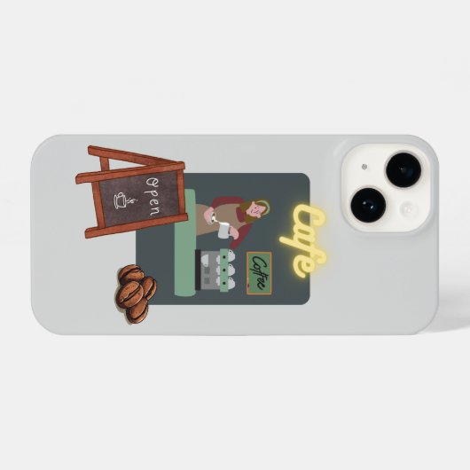 Coque Pour iPhone 14 Cafe  (Verso Horizontal)