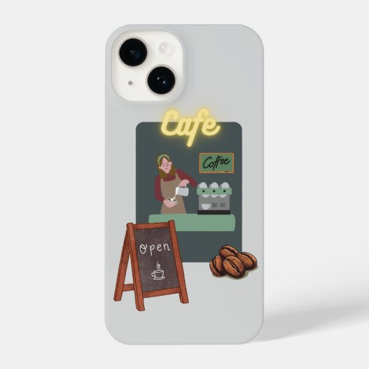Coque Pour iPhone 14 Cafe phone case (Verso)