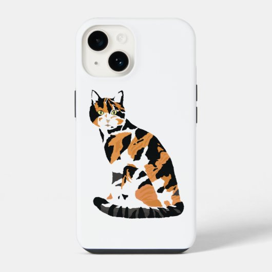 Coque Pour iPhone 14 Calico chat assis (Verso)