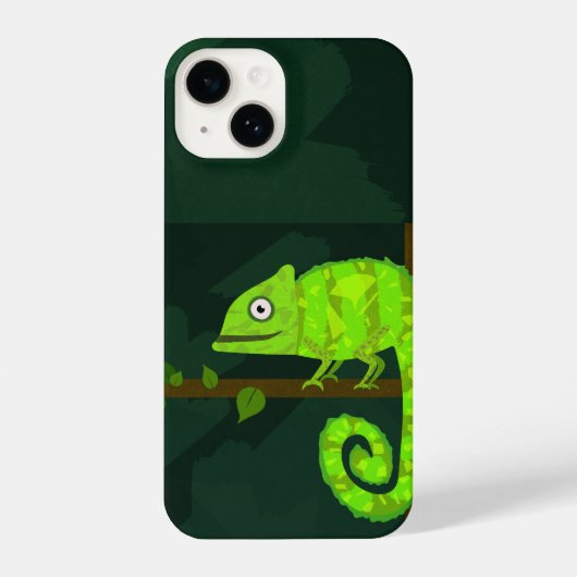 Coque Pour iPhone 14 Caméléon vert mignon (Verso)