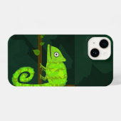 Coque Pour iPhone 14 Caméléon vert mignon (Verso Horizontal)