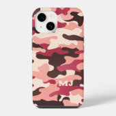 Coque Pour iPhone 14 Camo rose avec initiales (Verso)