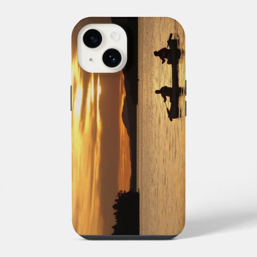 Coque Pour iPhone 14 Canoë au coucher du soleil (Verso)