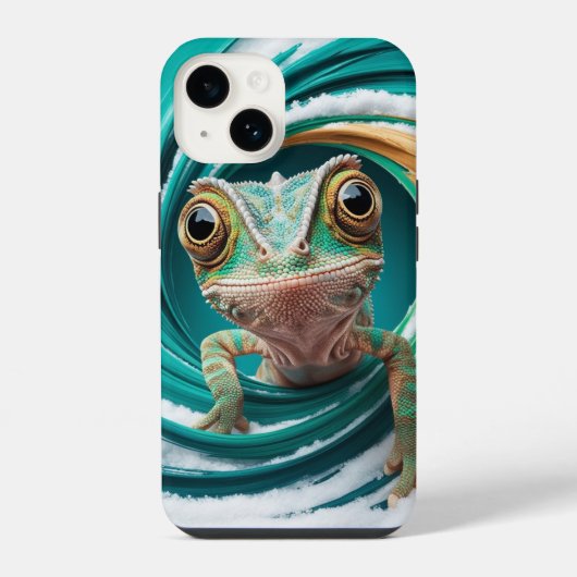 Coque Pour iPhone 14 Capinha de Celular Camaleão: Estilo e Proteção (Verso)