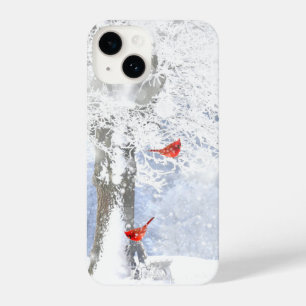 Coque Pour iPhone 14 Cardinaux de Noël Forêt d'arbres gelés d'hiver