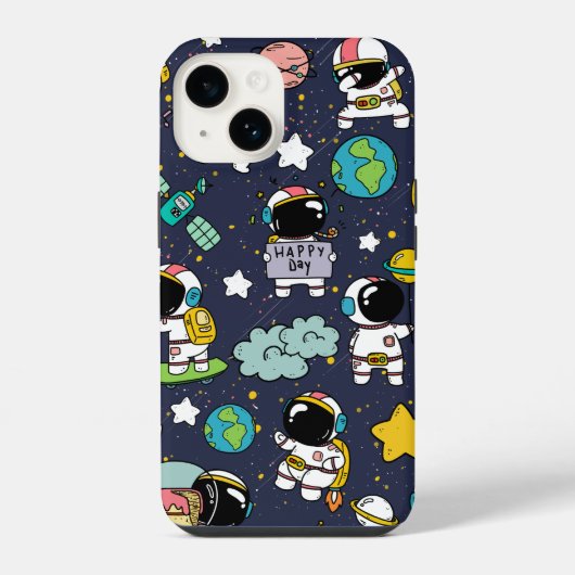 Coque Pour iPhone 14 Caricature spatiale astronaute (Verso)