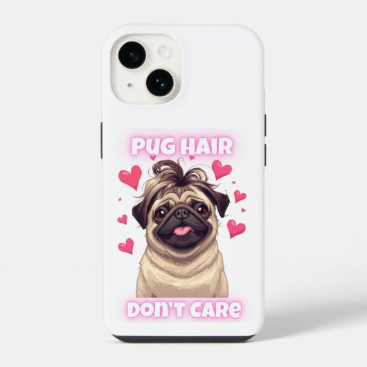 Coque Pour iPhone 14 Carlin Cheveux Don’t care - Drôle Carlin coque iph (Verso)