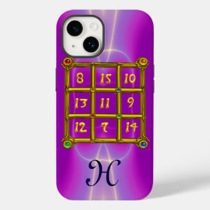 Coque Pour iPhone 14 CARRÉ MAGIQUE 33 MONOGRAMME Rose Fuchsia, Violet