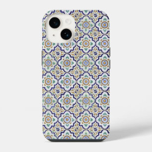 Coque Pour iPhone 14 Carreaux Ornementaux de Motif Botanique Vintage