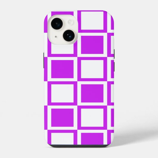 Coque Pour iPhone 14 Carrés Gras Violet Gras (Verso)
