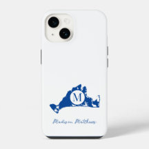 Carte simple de Martha's Vineyard Monogramme Bleu