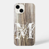 Coque Pour iPhone 14 Cartes en bois rustique avec Monogramme Chic Shabb (Verso)