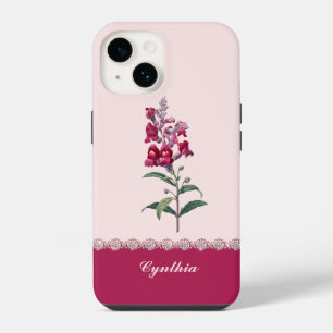 Coque Pour iPhone 14 Cas Rouge Vintage Anterinum Fleur avec Accents Ros