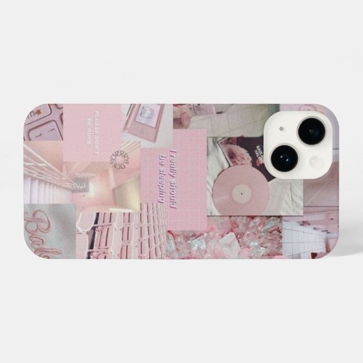 COQUE POUR iPhone 14 CASE DE TÉLÉPHONE ROSE ESTHÉTIQUE (Verso Horizontal)