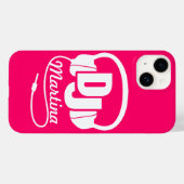 Coque Pour iPhone 14 Casque DJ fille nommé rose & blanc coque iphone (Verso (horizontal))