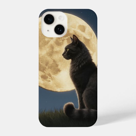 Coque Pour iPhone 14 cat and moon phone case (Verso)
