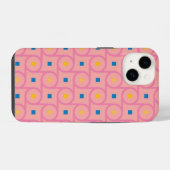 Coque Pour iPhone 14 Cercle Interlocking Rose Moderne du Milieu du Sièc (Verso Horizontal)