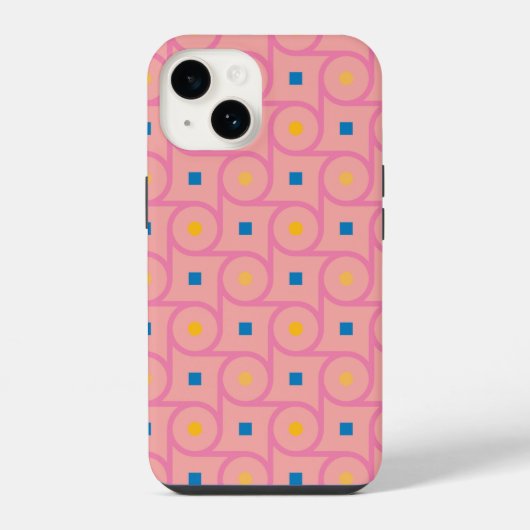 Coque Pour iPhone 14 Cercle Interlocking Rose Moderne du Milieu du Sièc (Verso)