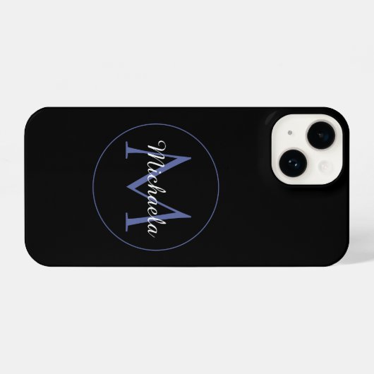 Coque Pour iPhone 14 Cercle minimal moderne nom initial monogramme mode (Verso Horizontal)