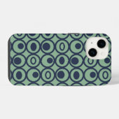 Coque Pour iPhone 14 Cercles bleus en cercles (Verso Horizontal)