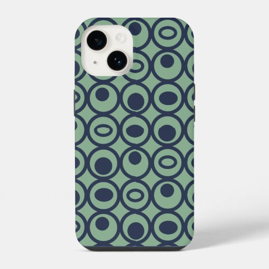 Coque Pour iPhone 14 Cercles bleus en cercles (Verso)