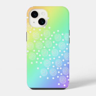 Coque Pour iPhone 14 Cercles et points de dégradé arc-en-ciel