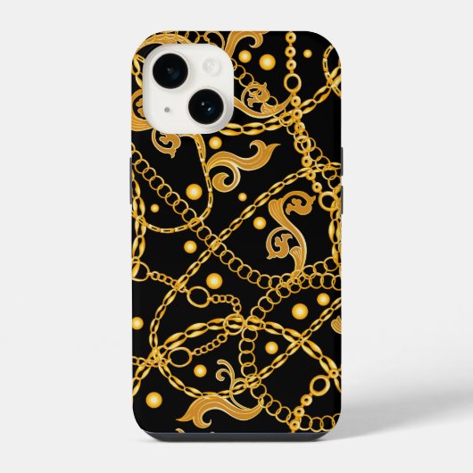 Coque Pour iPhone 14 Chaîne dorée (Verso)