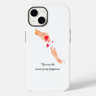 Coque Pour iPhone 14 "Chaîne romantique rouge des mains et des coeurs d