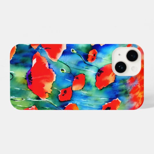 Coque Pour iPhone 14 Champ Poppy I-Phone 14 Coque (Verso Horizontal)