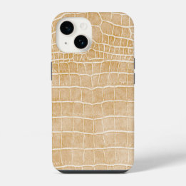 Coque Pour iPhone 14 Champagne Faux Crocodile Cuir iPhone 14 Coque