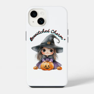 Coque Pour iPhone 14 Charming Witch Girl Halloween Décor avec Citrouill