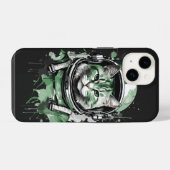 Coque Pour iPhone 14 Chat astronaute vert Splash (Verso Horizontal)