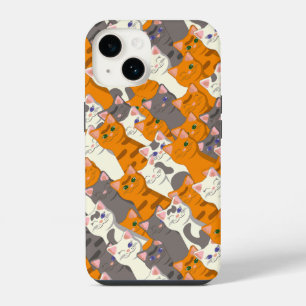 Coque Pour iPhone 14 Chat blanc roux noir motif diagonal