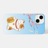 Coque Pour iPhone 14 Chat chanceux japonais, Calico Maneki Neko (Verso Horizontal)