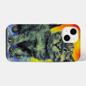Coque Pour iPhone 14 Chat de style Van Gogh sur la plage au coucher du (Verso Horizontal)