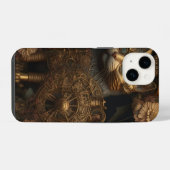 Coque Pour iPhone 14 Chat doré gothique Steampunk (Verso Horizontal)