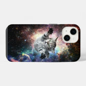 Coque Pour iPhone 14 Chat drôle dans l'espace (Verso Horizontal)