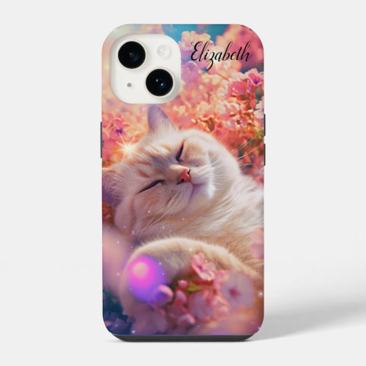 Coque Pour iPhone 14 Chat mignon qui dort (Verso)