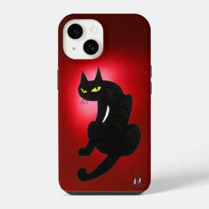 Coque Pour iPhone 14 CHAT NOIR NINJA Rubis rouge