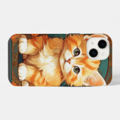 Coque Pour iPhone 14 Chat orange de style Alphonse Mucha (Verso Horizontal)