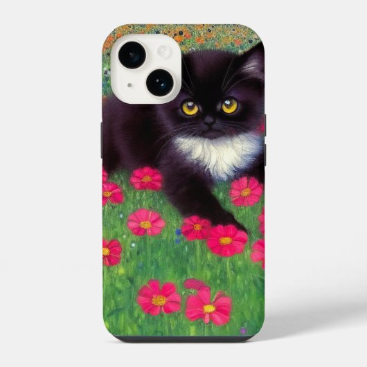 Coque Pour iPhone 14 Chat smoking Gustav Klimt (Verso)