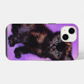 Coque Pour iPhone 14 Chat Violet de Style Van Gogh (Verso Horizontal)