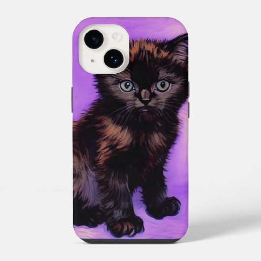Coque Pour iPhone 14 Chat Violet de Style Van Gogh (Verso)