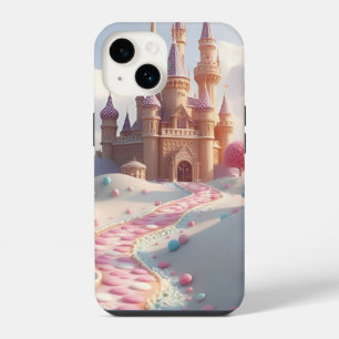 Coque Pour iPhone 14 Château de fée Snowy Pink Candyland