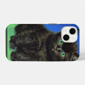 Coque Pour iPhone 14 Chaton noir de style Van Gogh (Verso Horizontal)