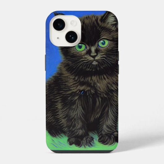 Coque Pour iPhone 14 Chaton noir de style Van Gogh (Verso)