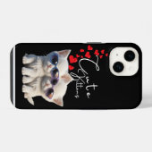 Coque Pour iPhone 14 Chatons mignons et flux de coeur (Verso Horizontal)