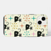 Coque Pour iPhone 14 Chats atomiques de milieu de siècle avec des explo (Verso Horizontal)